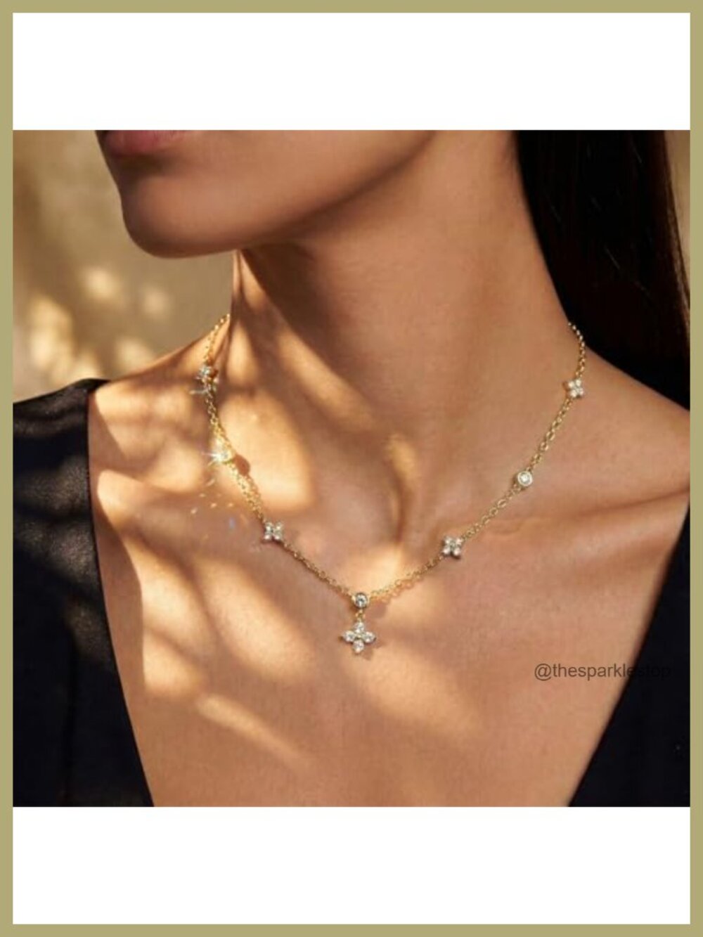 14K Gold Plated Layered Necklace Set Dainty Cubic Zirconia Pendant 3 PCS - Picture 3 of 6